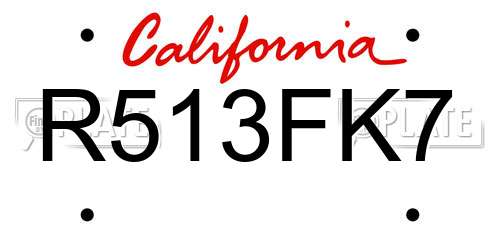 R513FK7 California License Plate