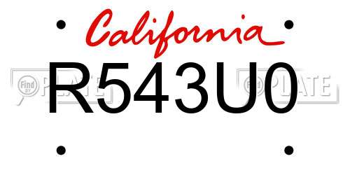 R543U0 California License Plate