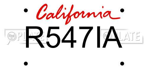 R547IA California License Plate