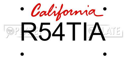 R54TIA California License Plate