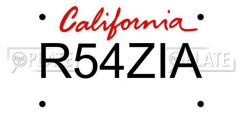 R54ZIA California License Plate