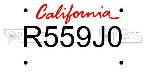R559J0 California License Plate