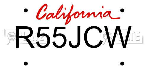 R55JCW California License Plate