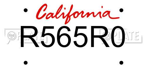 R565R0 California License Plate