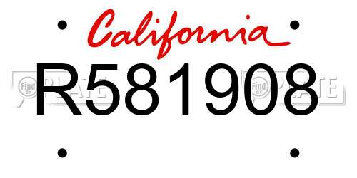 R581908 California License Plate