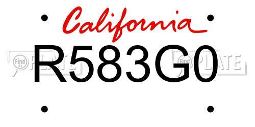 R583G0 California License Plate