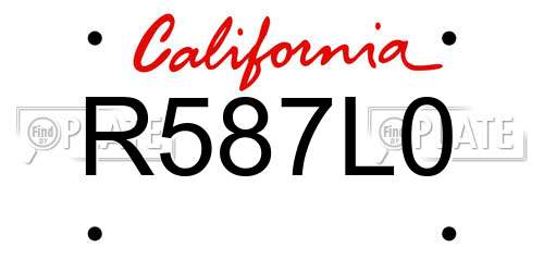 R587L0 California License Plate