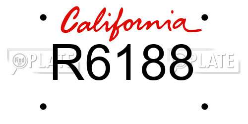 R6188 California License Plate