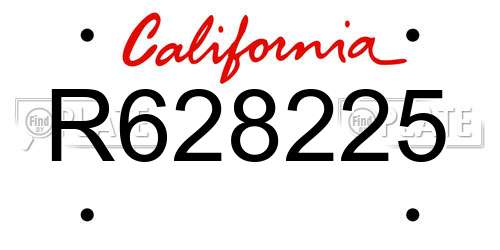 R628225 California License Plate