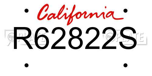 R62822S California License Plate