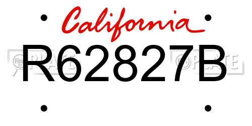 R62827B California License Plate