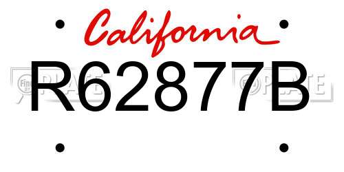 R62877B California License Plate
