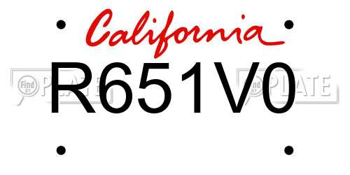 R651V0 California License Plate