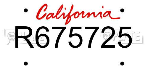 R675725 California License Plate