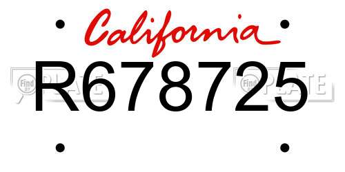 R678725 California License Plate