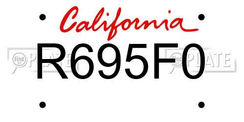 R695F0 California License Plate