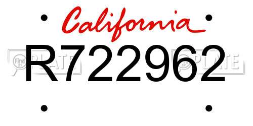 R722962 California License Plate