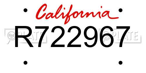 R722967 California License Plate