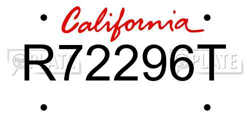 R72296T California License Plate