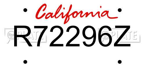 R72296Z California License Plate