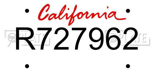 R727962 California License Plate