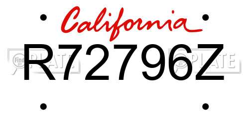 R72796Z California License Plate