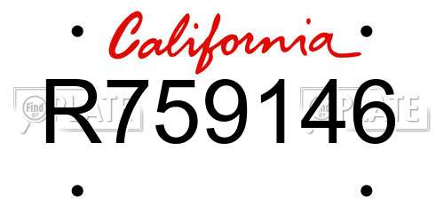 R759146 California License Plate