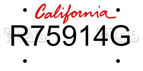 R75914G California License Plate