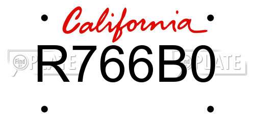 R766B0 California License Plate