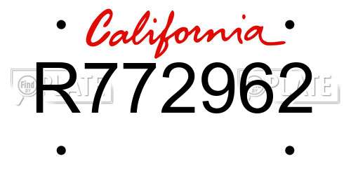 R772962 California License Plate