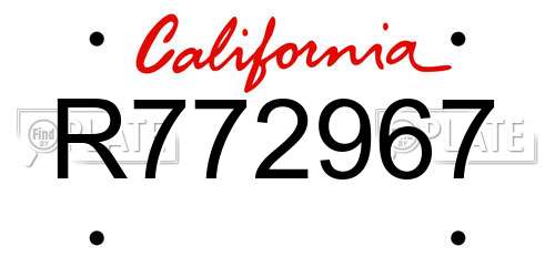R772967 California License Plate