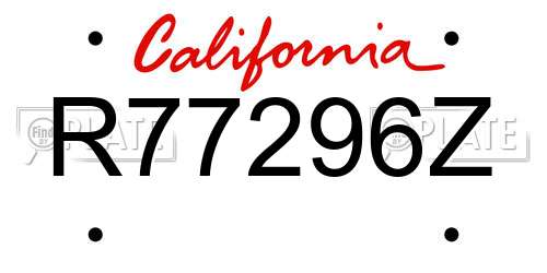 R77296Z California License Plate