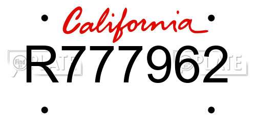 R777962 California License Plate