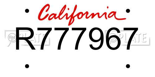 R777967 California License Plate