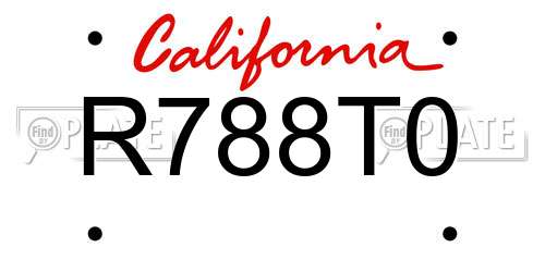 R788T0 California License Plate