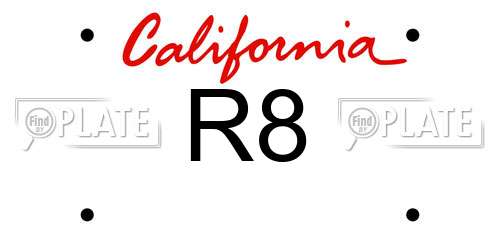 R8 California License Plate
