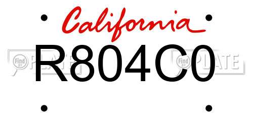 R804C0 California License Plate