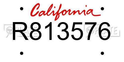 R813576 California License Plate