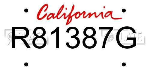 R81387G California License Plate