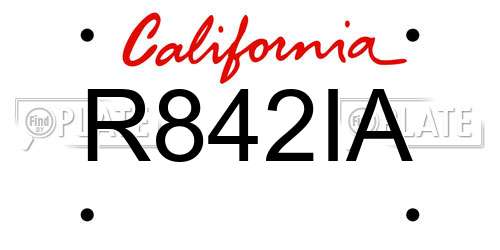 R842IA California License Plate