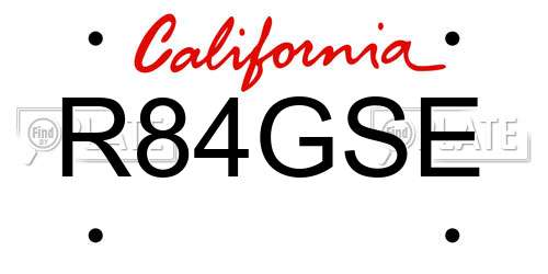 R84GSE California License Plate