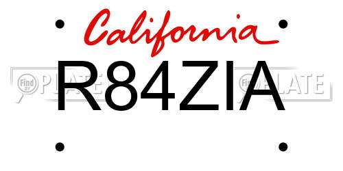 R84ZIA California License Plate