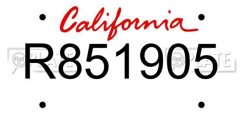 R851905 California License Plate