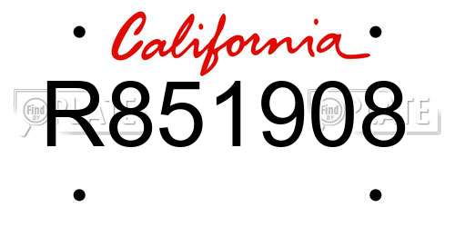 R851908 California License Plate