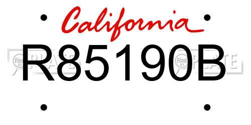 R85190B California License Plate