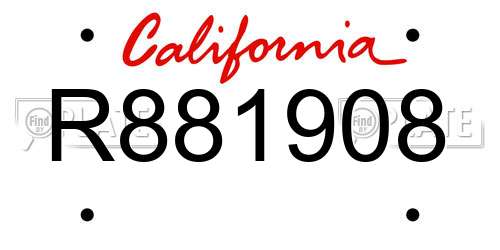 R881908 California License Plate