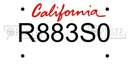 R883S0 California License Plate