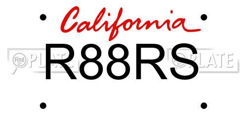 R88RS California License Plate