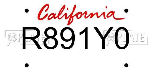 R891Y0 California License Plate