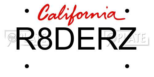 R8DERZ California License Plate
